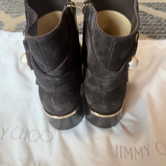 JIMMY CHOO Noor 45 Coffee Velvet Suede Ankle Boots Size 39 - Picture 10 of 10